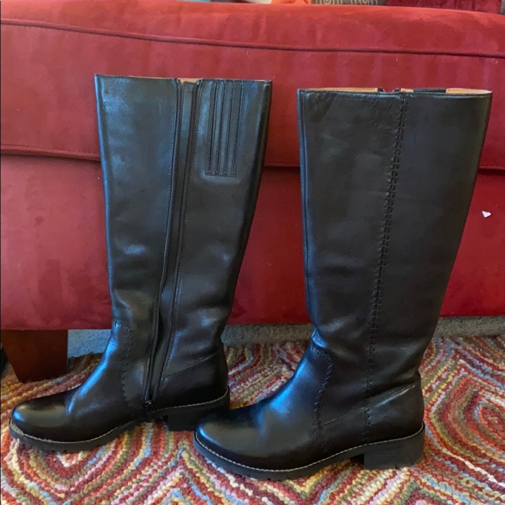 Black leather boots